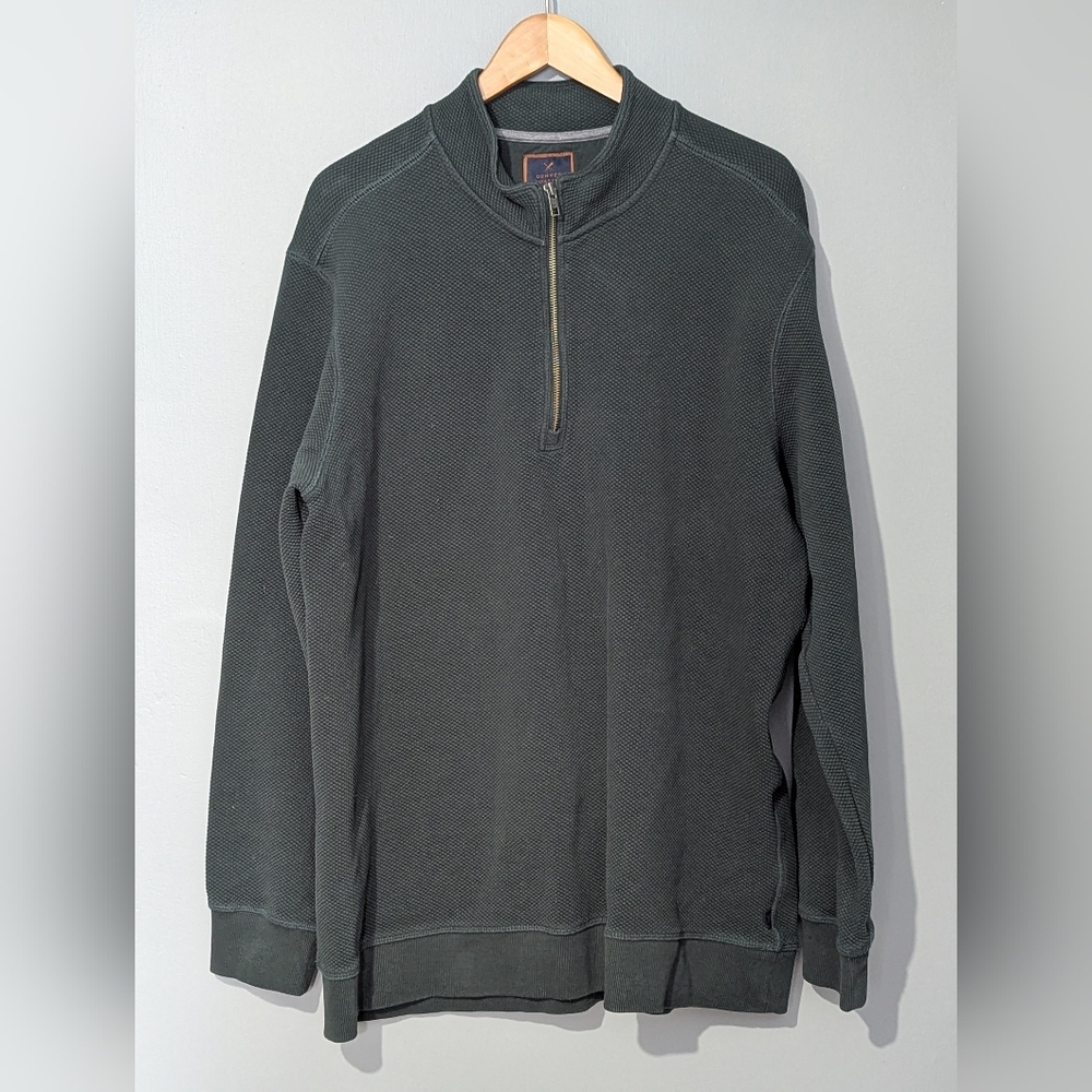Denver Hayes Men's 2XLT Dark Green Half-Zip Long Sleeve Waffle Knit‎ Sweater